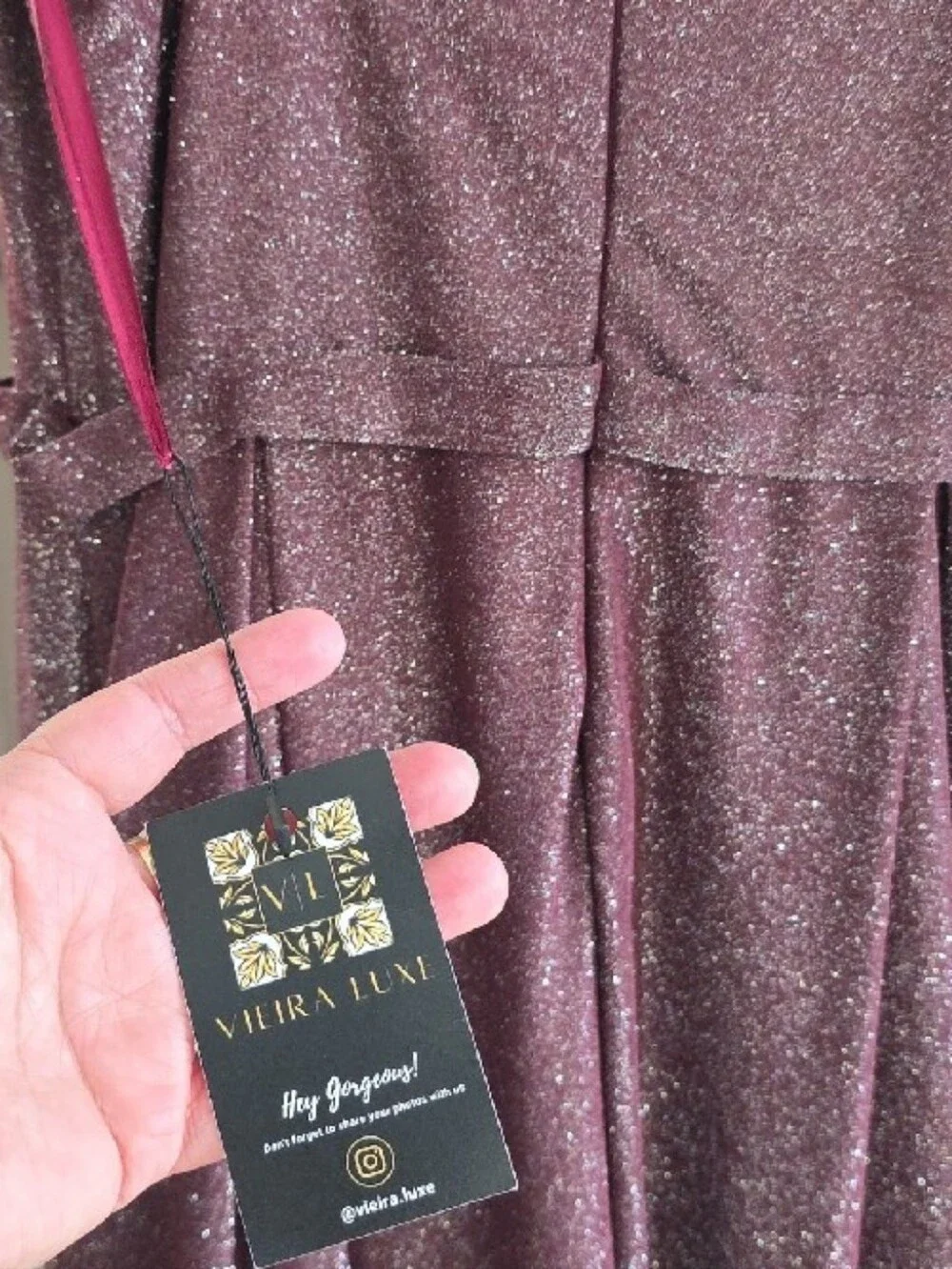Sparkle Wine Burgundy A-Line Evening Dress